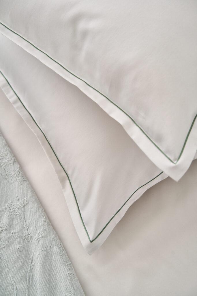 NOMO Little Lisa White pillow with Silver and Eucalyptus detailing