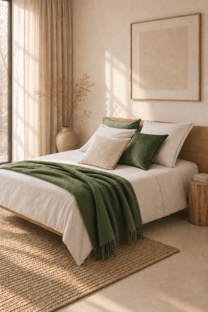 NOMO Little Lisa bedding in Silver and Eucalyptus with green accents
